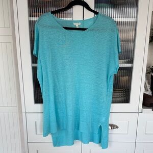 Eileen fisher turquoise linen sweater
